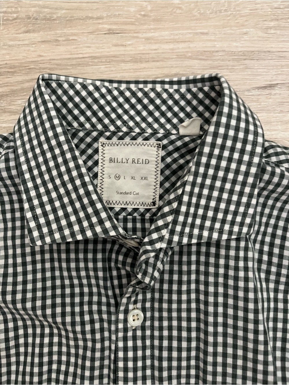 Billy Reid Men’s Green/White Gingham Button-Down Shirt Standard Cut - Medium - Picture 2 of 4